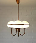 Vintage Copper Pendant Light with Milky Glass Globes – Mid Century Hanging Lamp