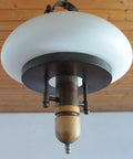 Vintage Lantern Pendant Light | Mid Century Opaline Glass Chandelier | Rewired Yugoslavian Hanging Lamp | Rustic Colonial