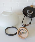Vintage Lantern Pendant Light | Mid Century Opaline Glass Chandelier | Rewired Yugoslavian Hanging Lamp | Rustic Colonial