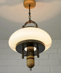 Vintage Lantern Pendant Light | Mid Century Opaline Glass Chandelier | Rewired Yugoslavian Hanging Lamp | Rustic Colonial