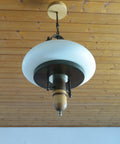 Vintage Lantern Pendant Light | Mid Century Opaline Glass Chandelier | Rewired Yugoslavian Hanging Lamp | Rustic Colonial