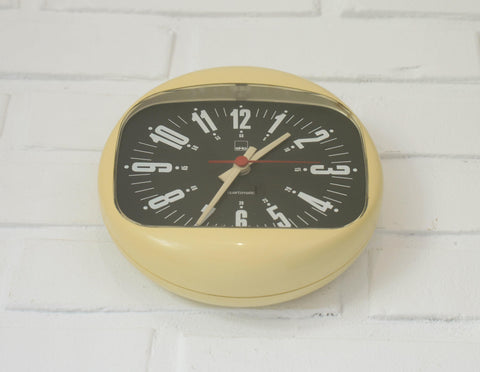 Plastic Vintage Space Age Wall Clock – SHG West Germany, 1970s, Mid Century Modern Home Decor