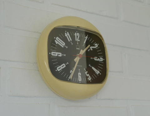 Plastic Vintage Space Age Wall Clock – SHG West Germany, 1970s, Mid Century Modern Home Decor