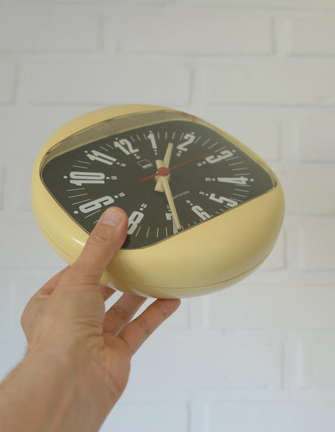 Plastic Vintage Space Age Wall Clock – SHG West Germany, 1970s, Mid Century Modern Home Decor