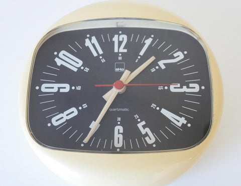 Plastic Vintage Space Age Wall Clock – SHG West Germany, 1970s, Mid Century Modern Home Decor