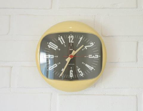 Plastic Vintage Space Age Wall Clock – SHG West Germany, 1970s, Mid Century Modern Home Decor