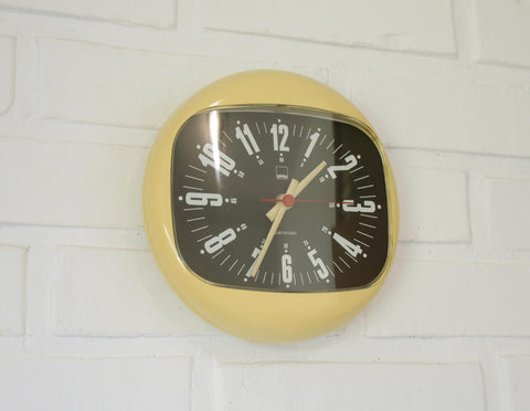 Plastic Vintage Space Age Wall Clock – SHG West Germany, 1970s, Mid Century Modern Home Decor
