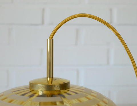 Vintage Mid-Century Amber Glass Pendant Lamp | Floral Glass Chandelier | Retro Kitchen Ceiling Light | Yugoslavia 1950s–60s