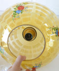 Vintage Mid-Century Amber Glass Pendant Lamp | Floral Glass Chandelier | Retro Kitchen Ceiling Light | Yugoslavia 1950s–60s
