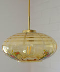 Vintage Mid-Century Amber Glass Pendant Lamp | Floral Glass Chandelier | Retro Kitchen Ceiling Light | Yugoslavia 1950s–60s