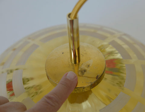 Vintage Mid-Century Amber Glass Pendant Lamp | Floral Glass Chandelier | Retro Kitchen Ceiling Light | Yugoslavia 1950s–60s
