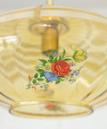 Vintage Mid-Century Amber Glass Pendant Lamp | Floral Glass Chandelier | Retro Kitchen Ceiling Light | Yugoslavia 1950s–60s