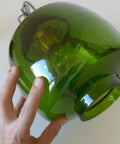 Vintage Green Glass Pendant Light, Mid Century Hanging Lamp, Yugoslavia 1970s