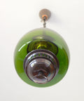 Vintage Green Glass Pendant Light, Mid Century Hanging Lamp, Yugoslavia 1970s