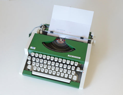 Vintage Green Working Typewriter / Mid Century Modern / Made in Yugoslavia 1980's / Olympia Portable Typewriter