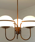 Vintage Copper Pendant Light with Milky Glass Globes – Mid Century Hanging Lamp