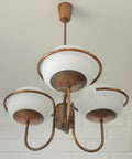 Vintage Copper Pendant Light with Milky Glass Globes – Mid Century Hanging Lamp