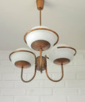 Vintage Copper Pendant Light with Milky Glass Globes – Mid Century Hanging Lamp