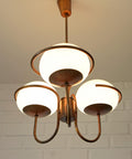 Vintage Copper Pendant Light with Milky Glass Globes – Mid Century Hanging Lamp