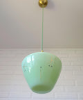 Vintage Space Age Mint Green Opaline Glass Pendant Light | Mid-Century Modern | Hand-Blown Glass | Brass Redesign