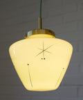 Vintage Space Age Mint Green Opaline Glass Pendant Light | Mid-Century Modern | Hand-Blown Glass | Brass Redesign