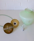 Vintage Space Age Mint Green Opaline Glass Pendant Light | Mid-Century Modern | Hand-Blown Glass | Brass Redesign