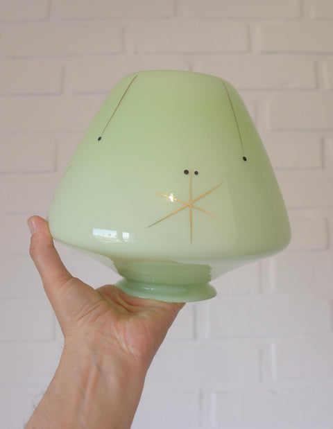 Vintage Space Age Mint Green Opaline Glass Pendant Light | Mid-Century Modern | Hand-Blown Glass | Brass Redesign