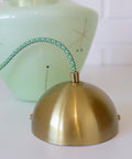 Vintage Space Age Mint Green Opaline Glass Pendant Light | Mid-Century Modern | Hand-Blown Glass | Brass Redesign
