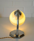 Restored Art Deco Table & Wall Lamp | Beige Hand-Blown Glass | Chrome Wall Light | 1930s–1940s | Fully Rewired | Rare Bauhaus Style