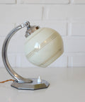 Restored Art Deco Table & Wall Lamp | Beige Hand-Blown Glass | Chrome Wall Light | 1930s–1940s | Fully Rewired | Rare Bauhaus Style