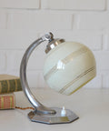 Restored Art Deco Table & Wall Lamp | Beige Hand-Blown Glass | Chrome Wall Light | 1930s–1940s | Fully Rewired | Rare Bauhaus Style