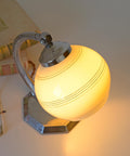 Restored Art Deco Table & Wall Lamp | Beige Hand-Blown Glass | Chrome Wall Light | 1930s–1940s | Fully Rewired | Rare Bauhaus Style