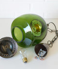 Vintage Green Glass Pendant Light, Mid Century Hanging Lamp, Yugoslavia 1970s