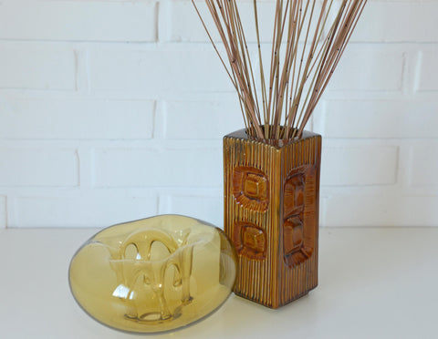 Vintage KIL Ceramic Flower Vase, 1970s Slovenia Yugoslavia, Mid Century Modern Retro Brown Pottery Vase