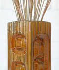 Vintage KIL Ceramic Flower Vase, 1970s Slovenia Yugoslavia, Mid Century Modern Retro Brown Pottery Vase