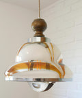 Vintage Murano Style Pendant Light | Hand-Blown Opaline Glass | Mazzega Style | Mid-Century Modern | Restored Yugoslav Chandelier