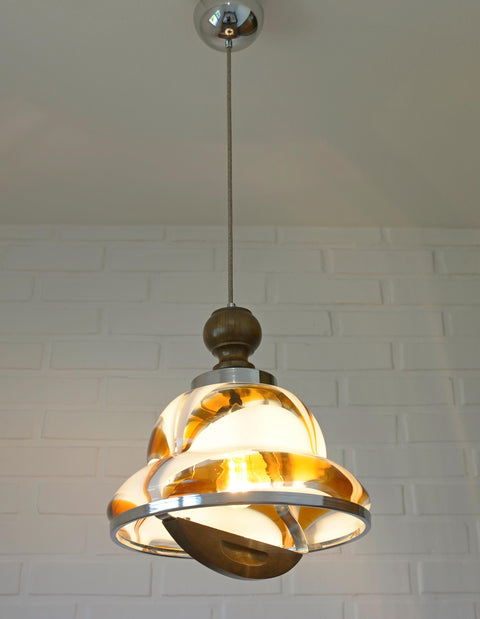 Vintage Murano Style Pendant Light | Hand-Blown Opaline Glass | Mazzega Style | Mid-Century Modern | Restored Yugoslav Chandelier