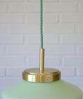 Vintage Space Age Mint Green Opaline Glass Pendant Light | Mid-Century Modern | Hand-Blown Glass | Brass Redesign