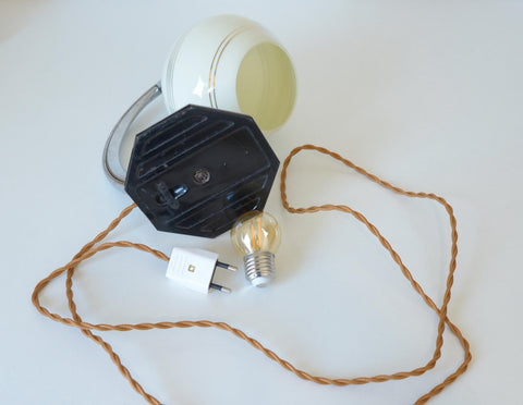 Restored Art Deco Table & Wall Lamp | Beige Hand-Blown Glass | Chrome Wall Light | 1930s–1940s | Fully Rewired | Rare Bauhaus Style