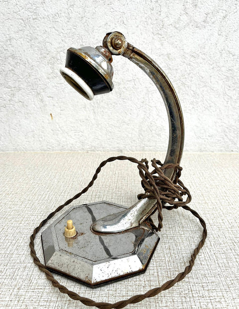 Restored Art Deco Table & Wall Lamp | Beige Hand-Blown Glass | Chrome Wall Light | 1930s–1940s | Fully Rewired | Rare Bauhaus Style