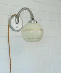 Restored Art Deco Table & Wall Lamp | Beige Hand-Blown Glass | Chrome Wall Light | 1930s–1940s | Fully Rewired | Rare Bauhaus Style
