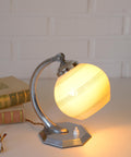 Restored Art Deco Table & Wall Lamp | Beige Hand-Blown Glass | Chrome Wall Light | 1930s–1940s | Fully Rewired | Rare Bauhaus Style