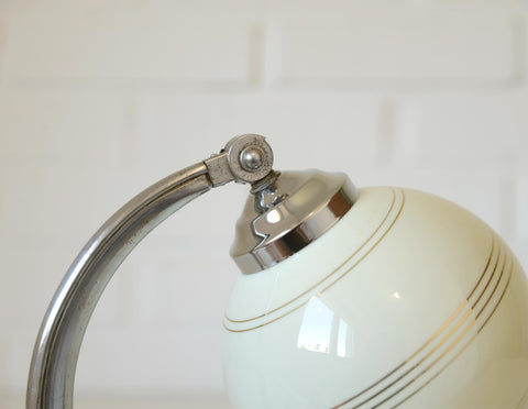 Restored Art Deco Table & Wall Lamp | Beige Hand-Blown Glass | Chrome Wall Light | 1930s–1940s | Fully Rewired | Rare Bauhaus Style