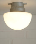 Mushroom Lamp / Vintage Wall Lamp / Ceiling Light / Industrial Sconce / White Opaline Glass Flush Mount