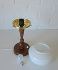 Art Deco Table Lamp | Vintage White Opaline Mushroom Glass | Restored Solid Wood | Fully Rewired | Bauhaus Style