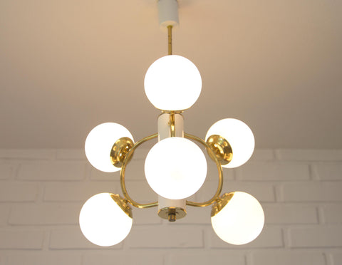 Vintage Sputnik Chandelier: MCM Space Age Pendant Light, Yugoslavia 1970s