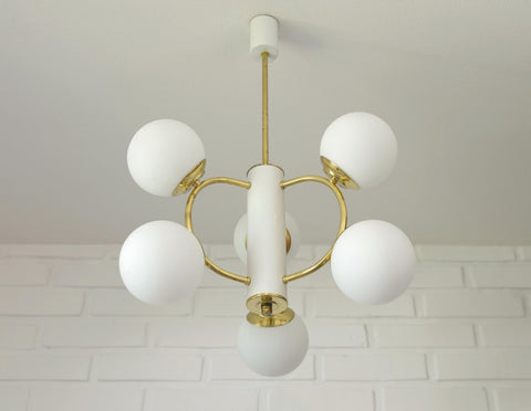Vintage Sputnik Chandelier: MCM Space Age Pendant Light, Yugoslavia 1970s