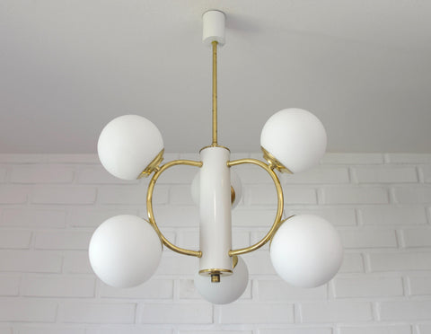 Vintage Sputnik Chandelier: MCM Space Age Pendant Light, Yugoslavia 1970s