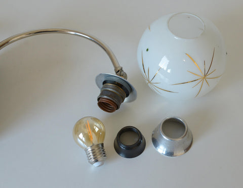 Vintage Bedside Lamp / Desk Lighting / Table Light / Space Age / Yugoslavia 1950's / Restored MCM Light Fixture / Star Pattern Glass