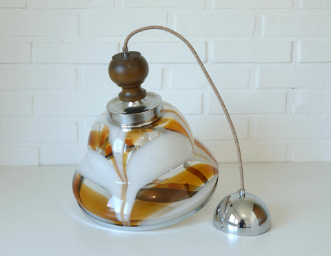 Vintage Murano Style Pendant Light | Hand-Blown Opaline Glass | Mazzega Style | Mid-Century Modern | Restored Yugoslav Chandelier